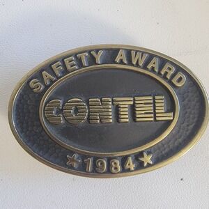 Contel Safety Award Belt Buckle 1984 Anacortes Brass Works Solid Brass